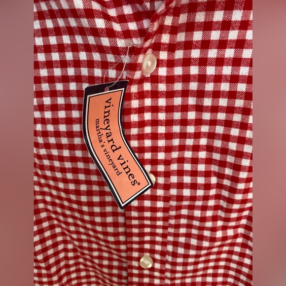 NWT VINEYARD VINES New Men’s Gingham check Slim Fit Button-down size M - Picture 2 of 5